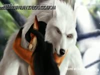 Furry animal girl takes on a white dog xxx cock